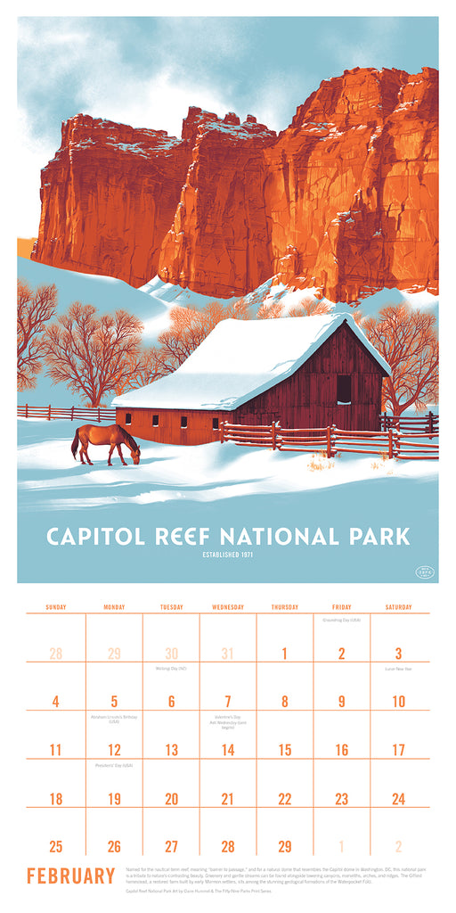 2024 The Art of the National Parks Wall Calendar