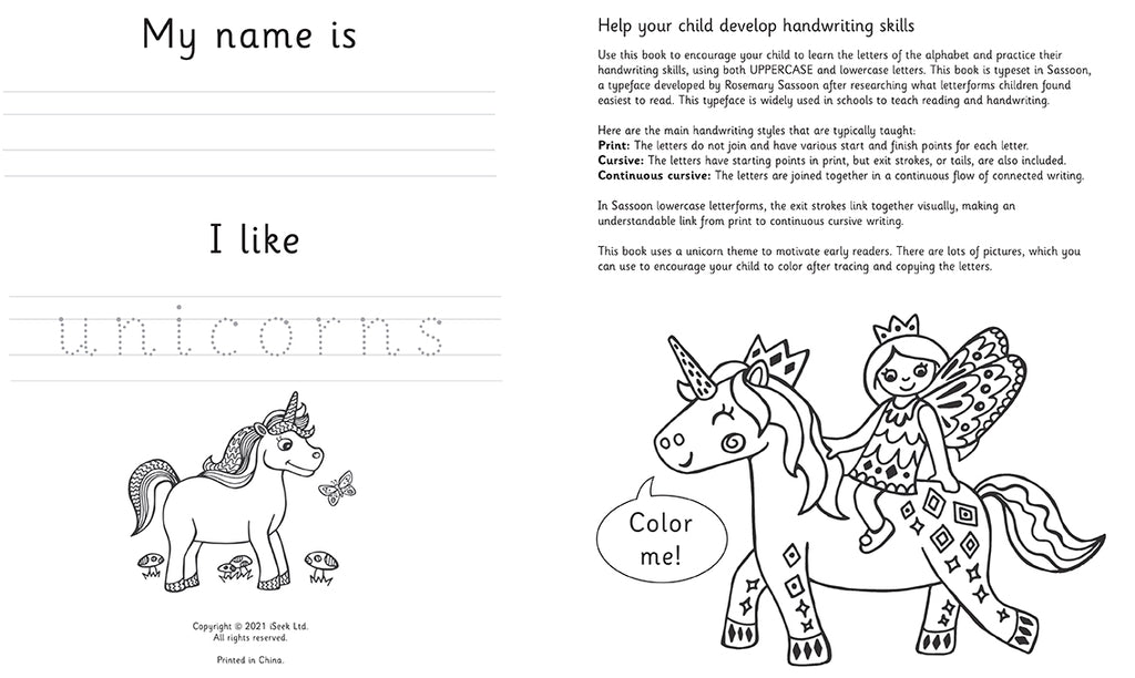 Trace & Learn Handwriting Practice: Unicorn